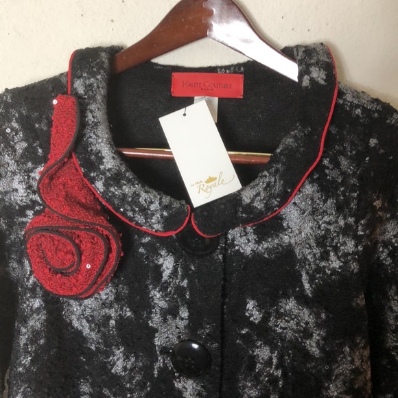La Rose Rouge Black and silver top w/wire rose & collar.-Haute Couture L… - Picture 8 of 14